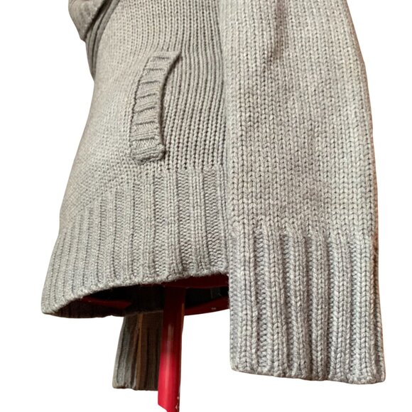 POET - Gray Knit Sweater - V-neck shawl collar with front pocket - Medium - Picture 9 of 11